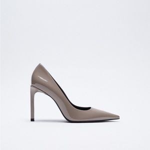 Zara parent finish heels taupe grey size 39